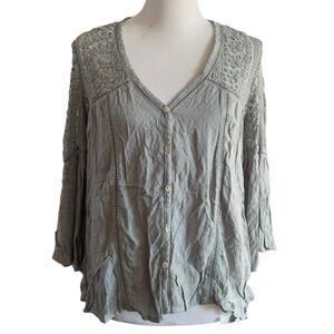 LOVESTITCH Sage Green lace fairy sleeve top Women’s Size S